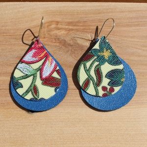 Floral Faux Leather Earrings